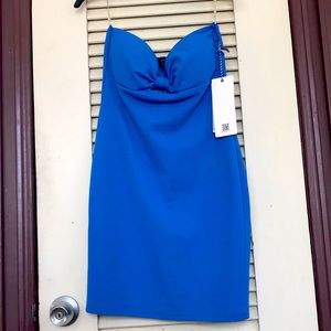 Sexy Strapless Blue Dress keyhole cutout.